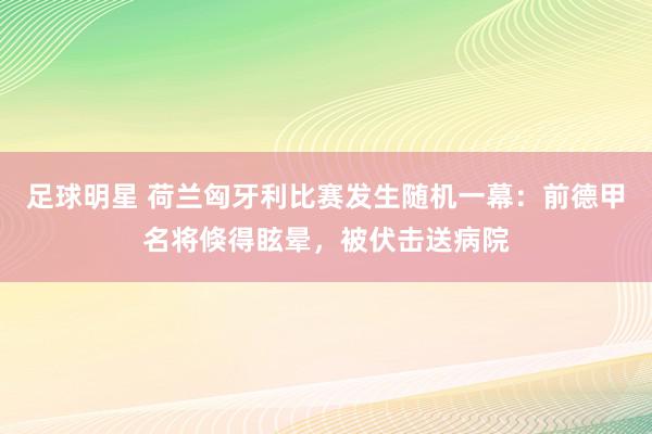 足球明星 荷兰匈牙利比赛发生随机一幕：前德甲名将倏得眩晕，被伏击送病院