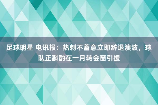 足球明星 电讯报：热刺不蓄意立即辞退澳波，球队正斟酌在一月转会窗引援