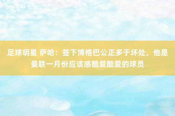 足球明星 萨哈：签下博格巴公正多于坏处，他是曼联一月份应该感酷爱酷爱的球员