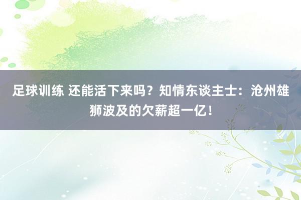 足球训练 还能活下来吗？知情东谈主士：沧州雄狮波及的欠薪超一亿！