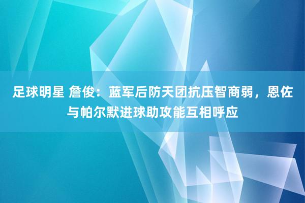 足球明星 詹俊：蓝军后防天团抗压智商弱，恩佐与帕尔默进球助攻能互相呼应